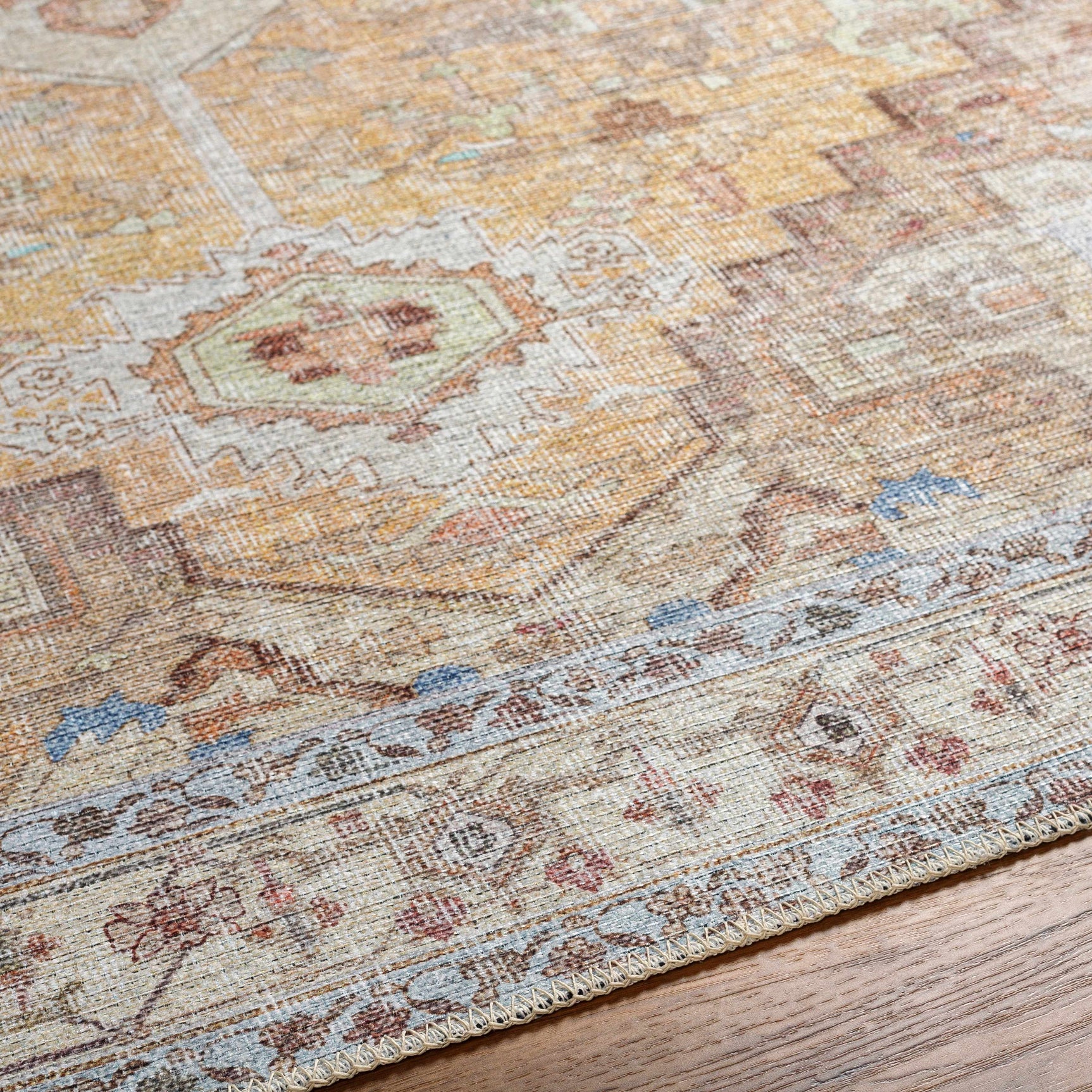 Reza Mustard Washable Rug - Clearance - Ornate Home