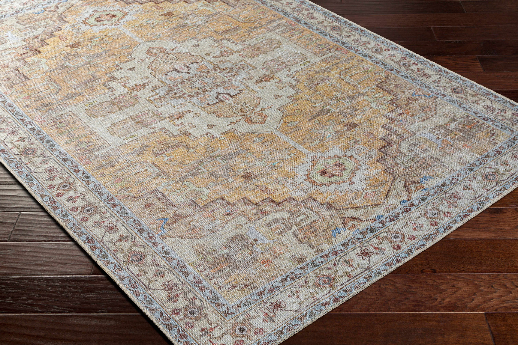 Reza Mustard Washable Rug - Clearance - Ornate Home