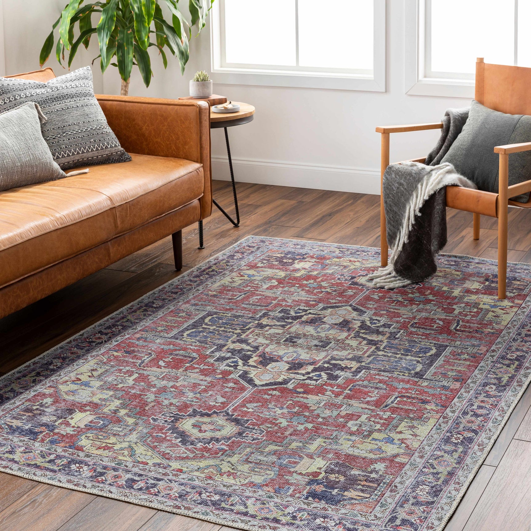 Reza Red Washable Rug - Clearance - Ornate Home