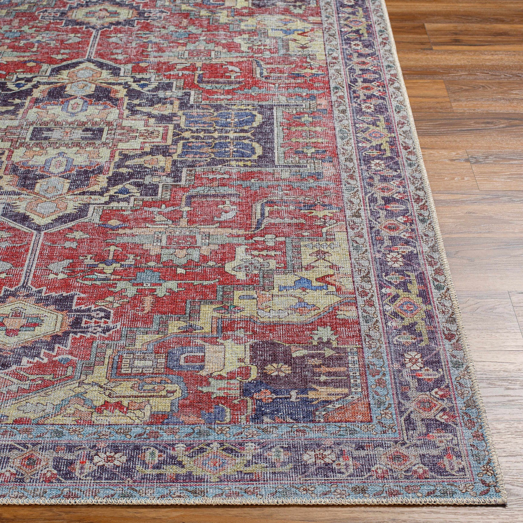 Reza Red Washable Rug - Clearance - Ornate Home