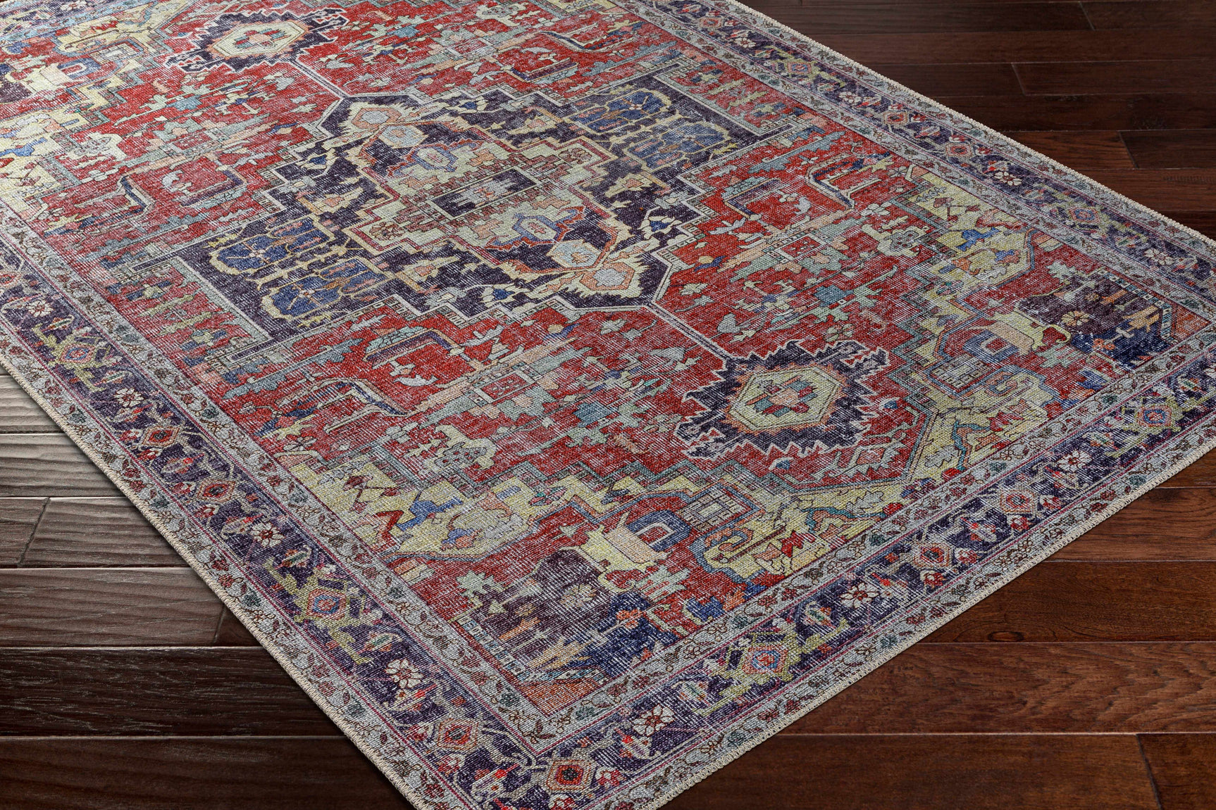 Reza Red Washable Rug - Clearance - Ornate Home