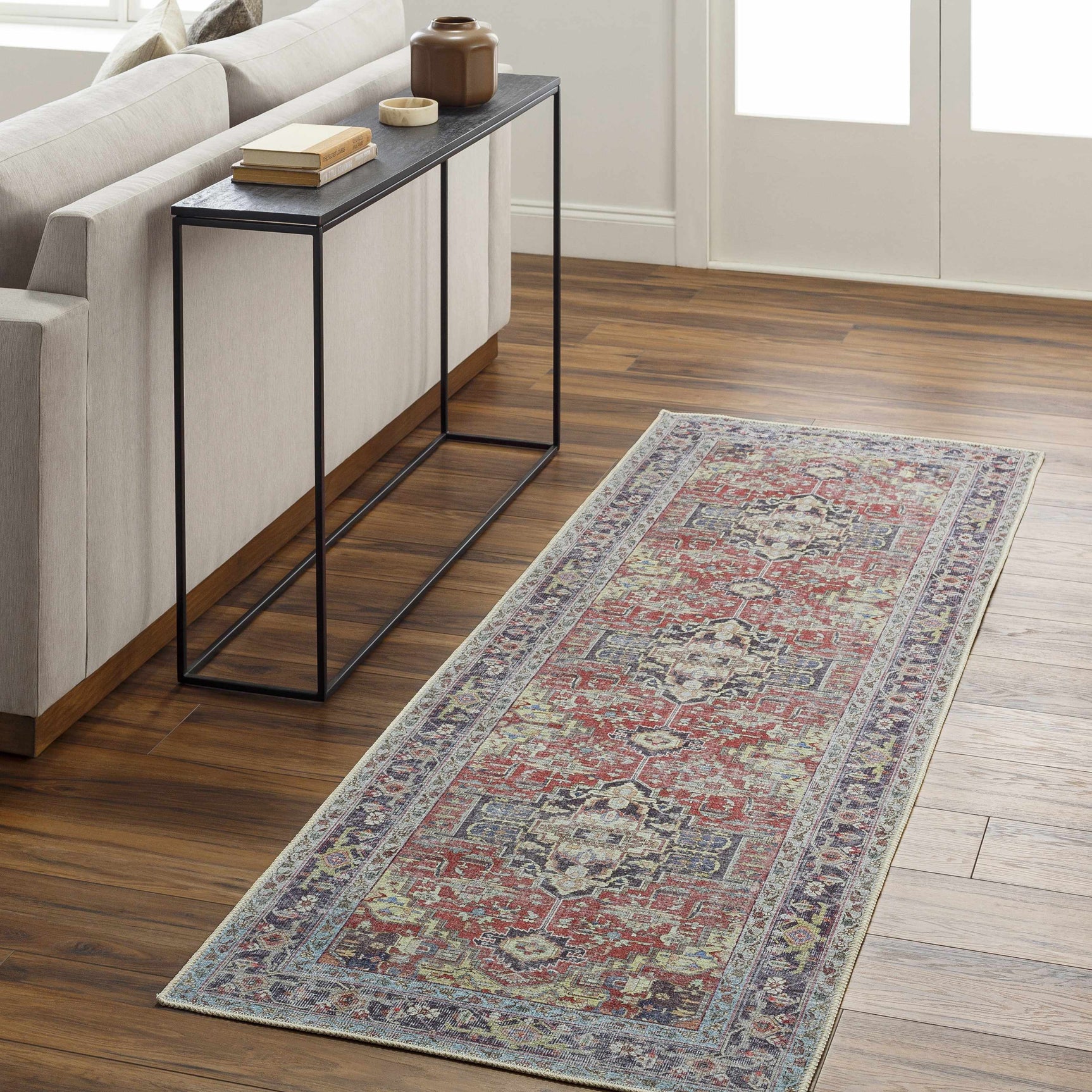 Reza Red Washable Rug - Clearance - Ornate Home