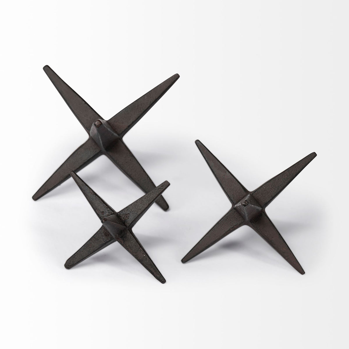 Rhea Brown Cast Iron Small, Medium & Large Jacks (Set of 3) - Ornate Home