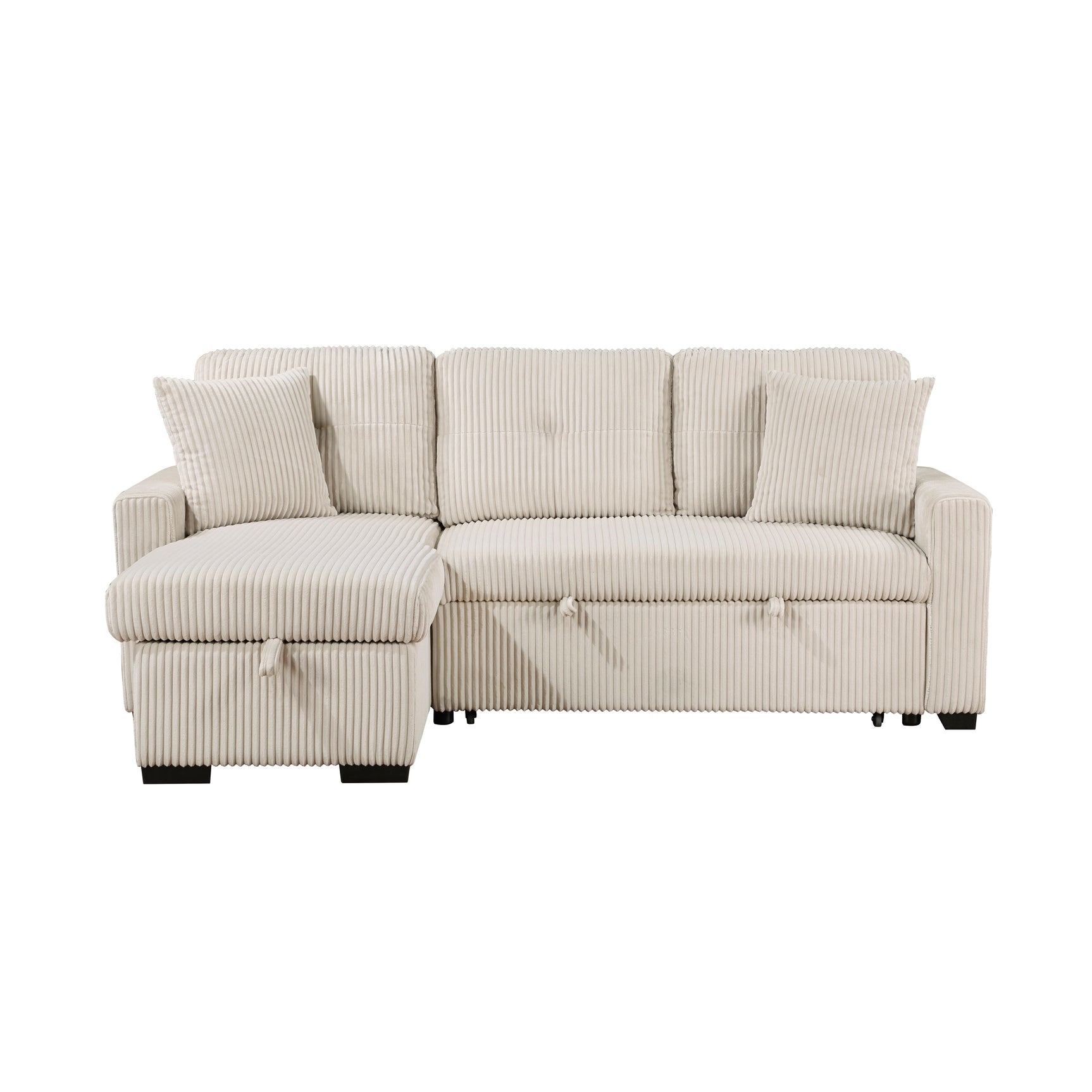 Rhett Beige 3-Piece Reversible Sectional with Pull-Out Bed - Ornate Home