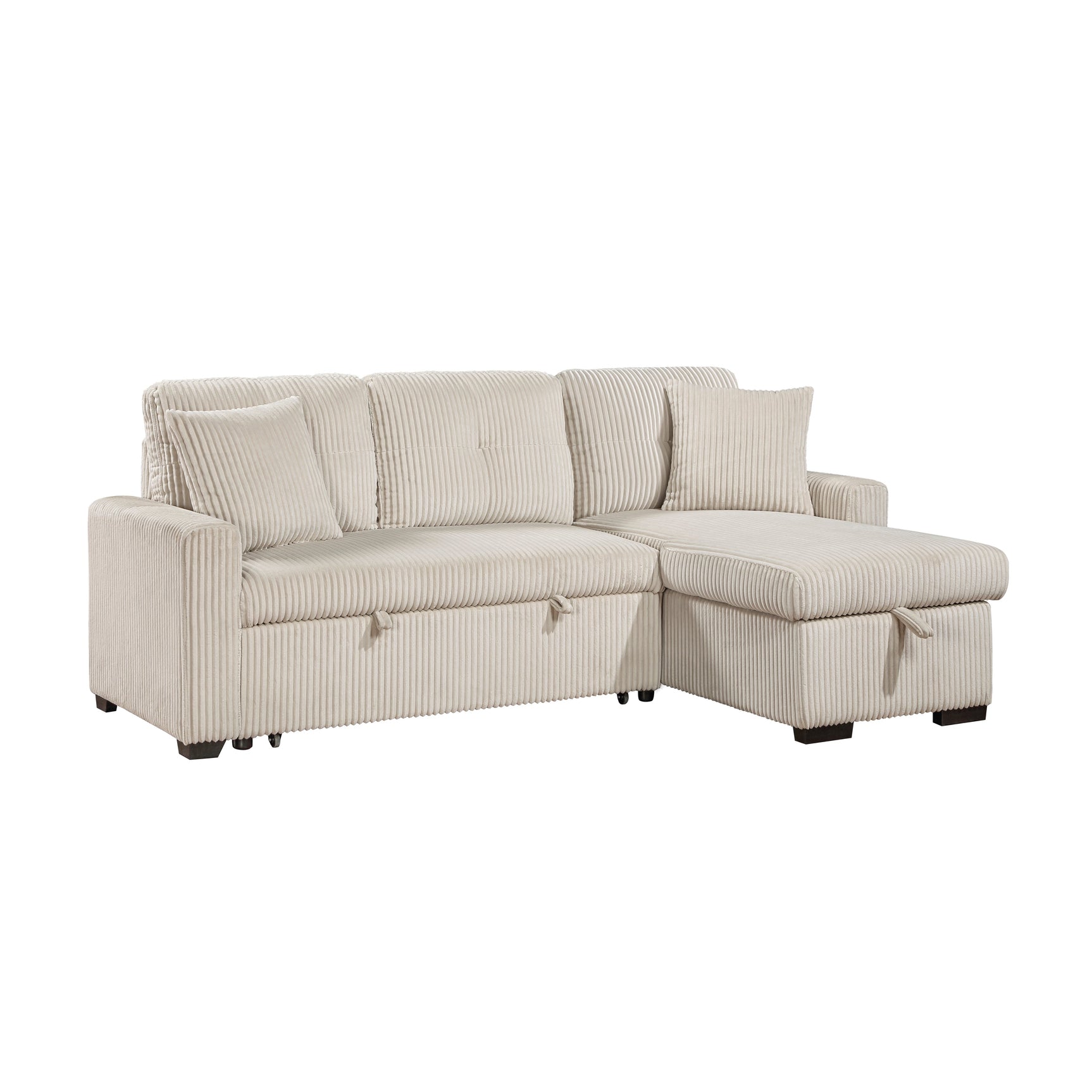 Rhett Beige 3-Piece Reversible Sectional with Pull-Out Bed - Ornate Home