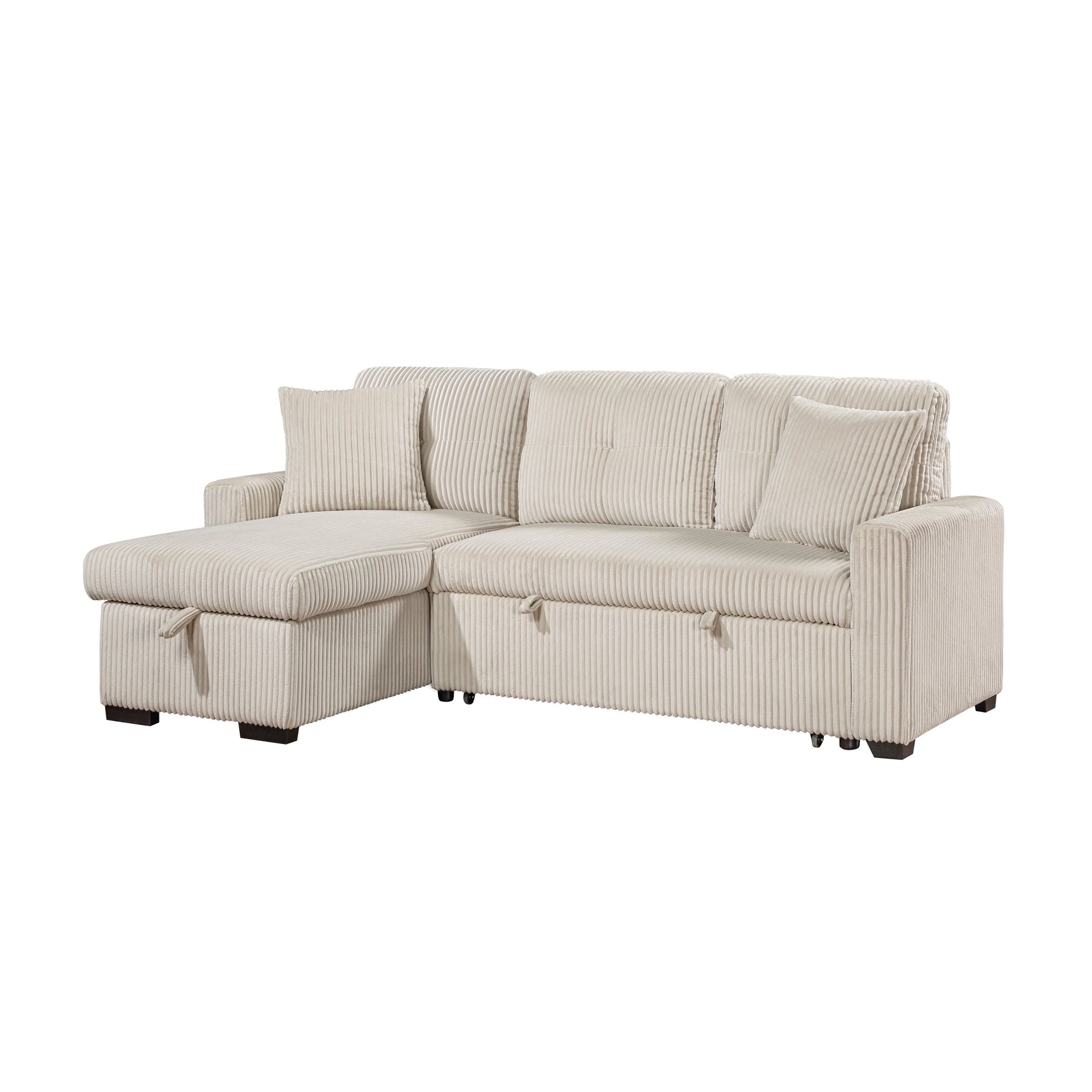 Rhett Beige 3-Piece Reversible Sectional with Pull-Out Bed - Ornate Home