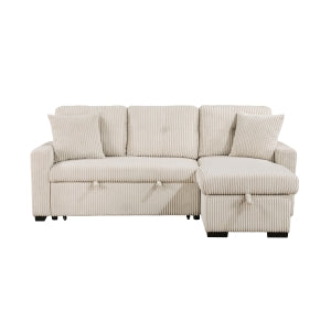Rhett Beige 3-Piece Reversible Sectional with Pull-Out Bed - Ornate Home