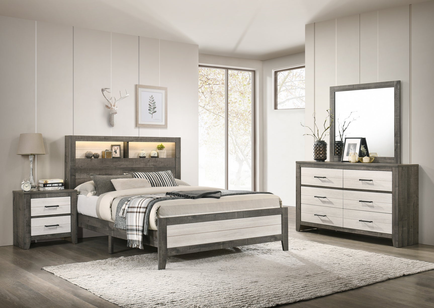 Rhett Brown/White Platform Bedroom Set - Ornate Home