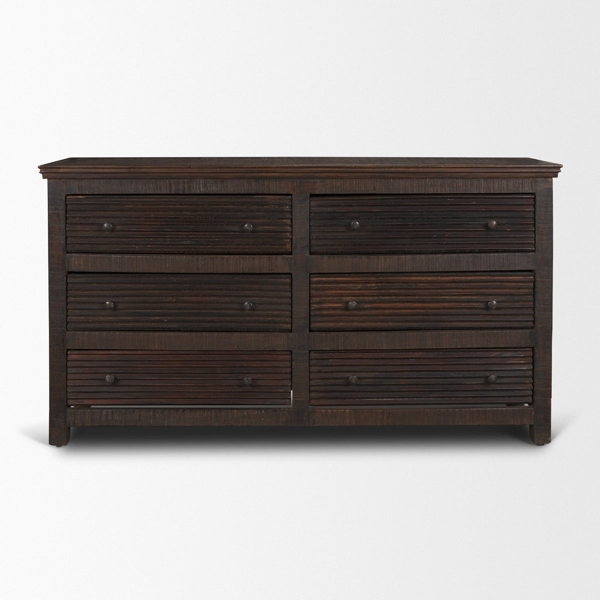 Rhett Dark Brown Reclaimed Wood 6 Drawer Cabinet