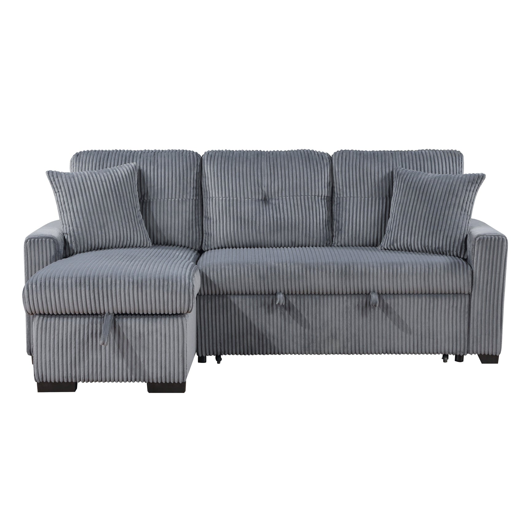 Rhett Dark Gray 3-Piece Reversible Sectional with Pull-Out Bed - Ornate Home