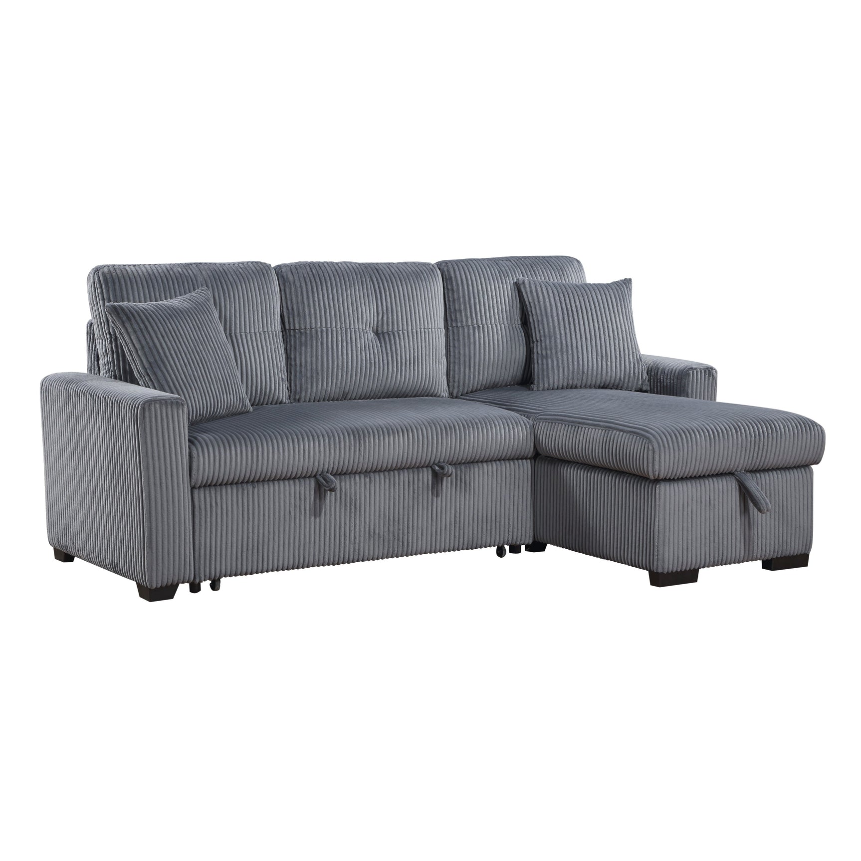 Rhett Dark Gray 3-Piece Reversible Sectional with Pull-Out Bed - Ornate Home