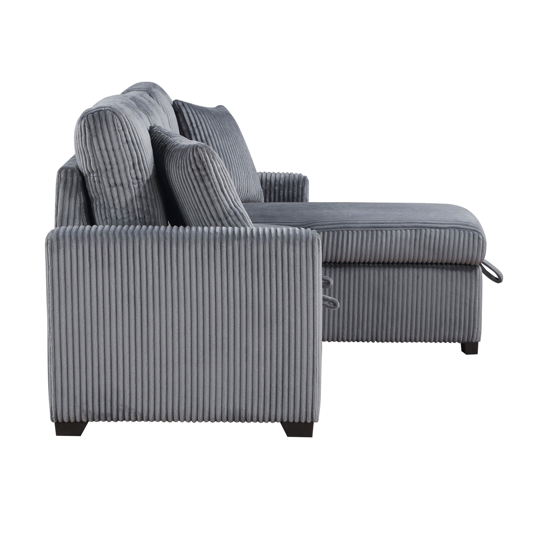 Rhett Dark Gray 3-Piece Reversible Sectional with Pull-Out Bed - Ornate Home