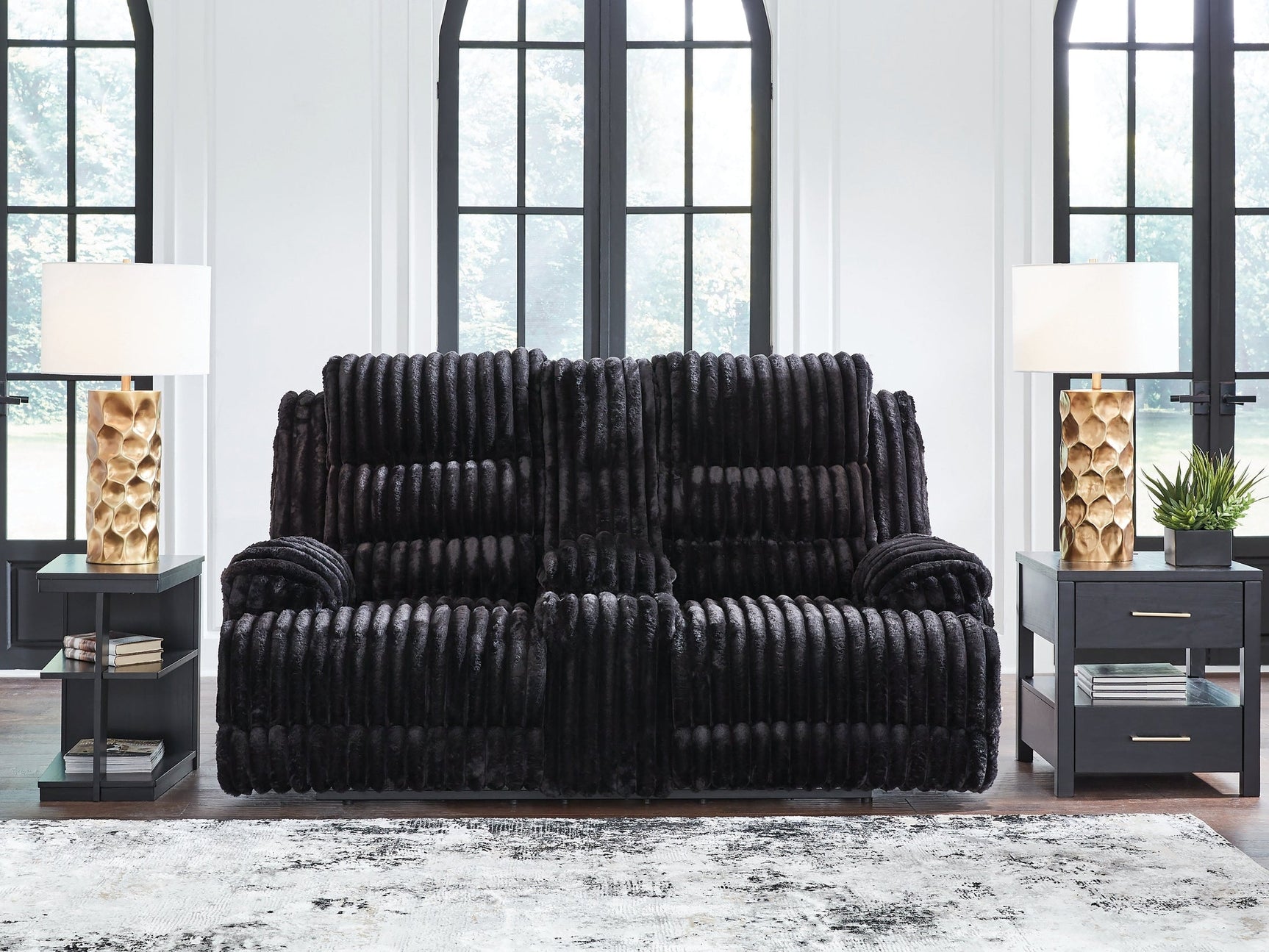 Rhine Falls Onyx DBL REC PWR Loveseat w/Console (Online Special Price) - Ornate Home