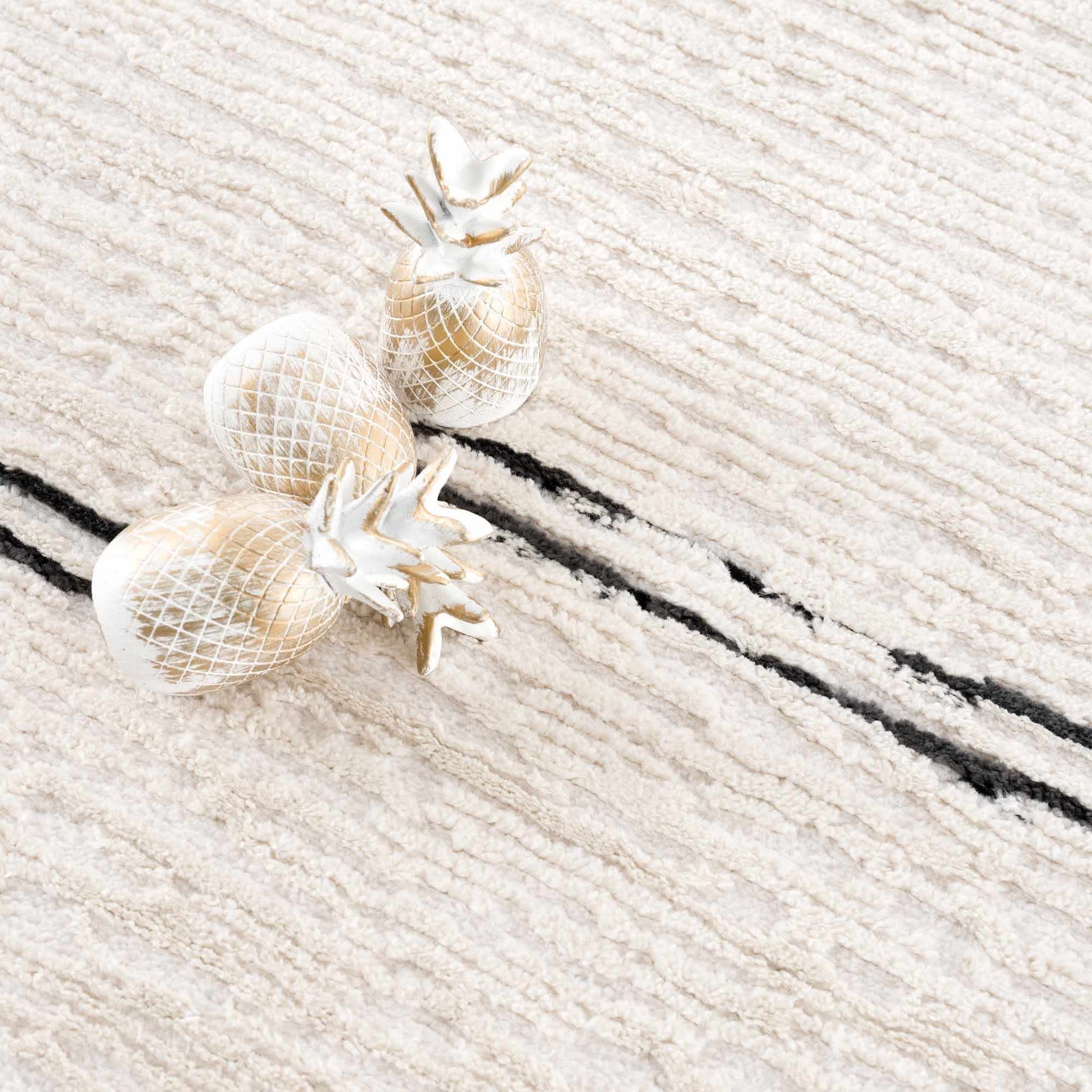 Riad Black Striped White Area Rug with tassels - Ornate Home