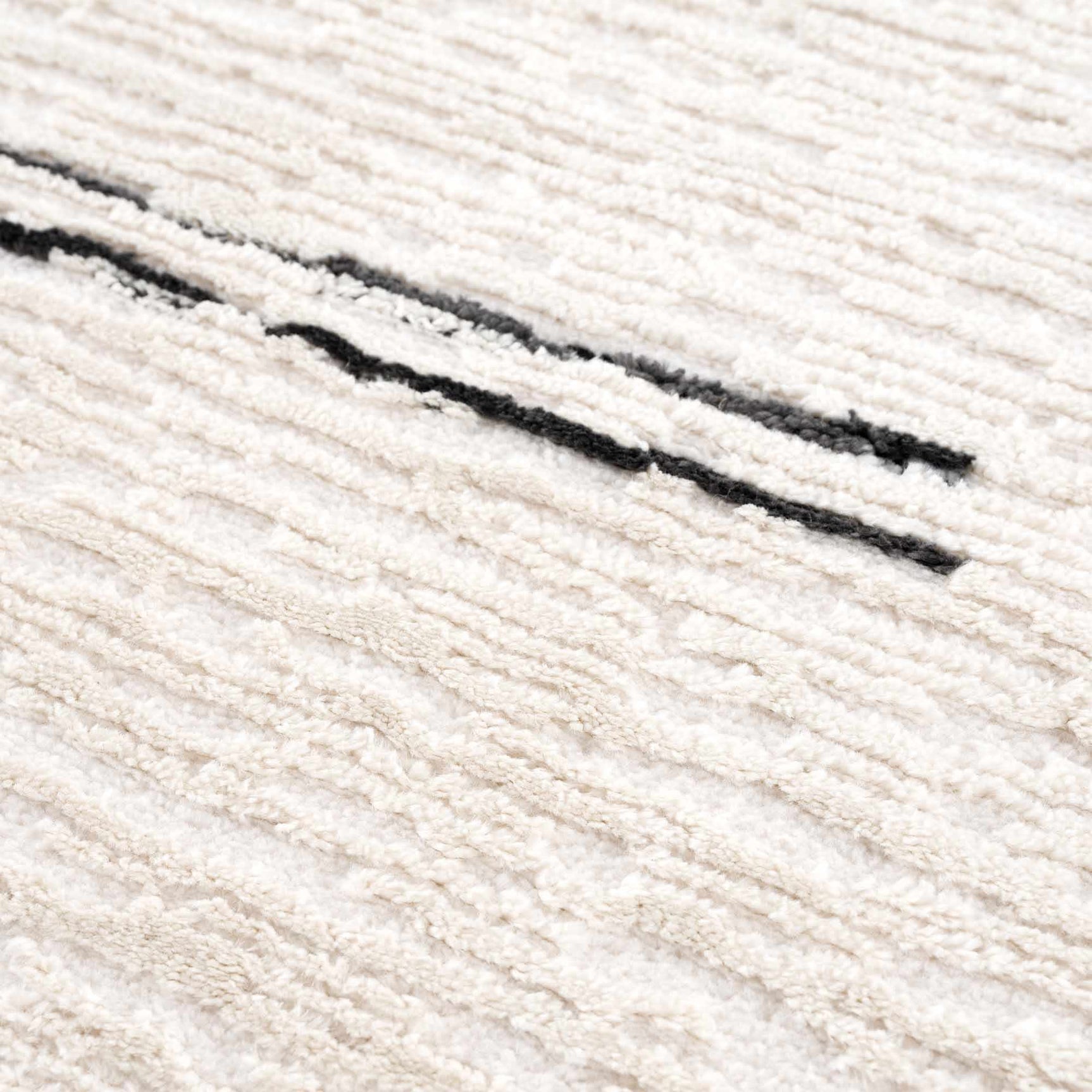 Riad Black Striped White Rug with Tassels - Ornate Home