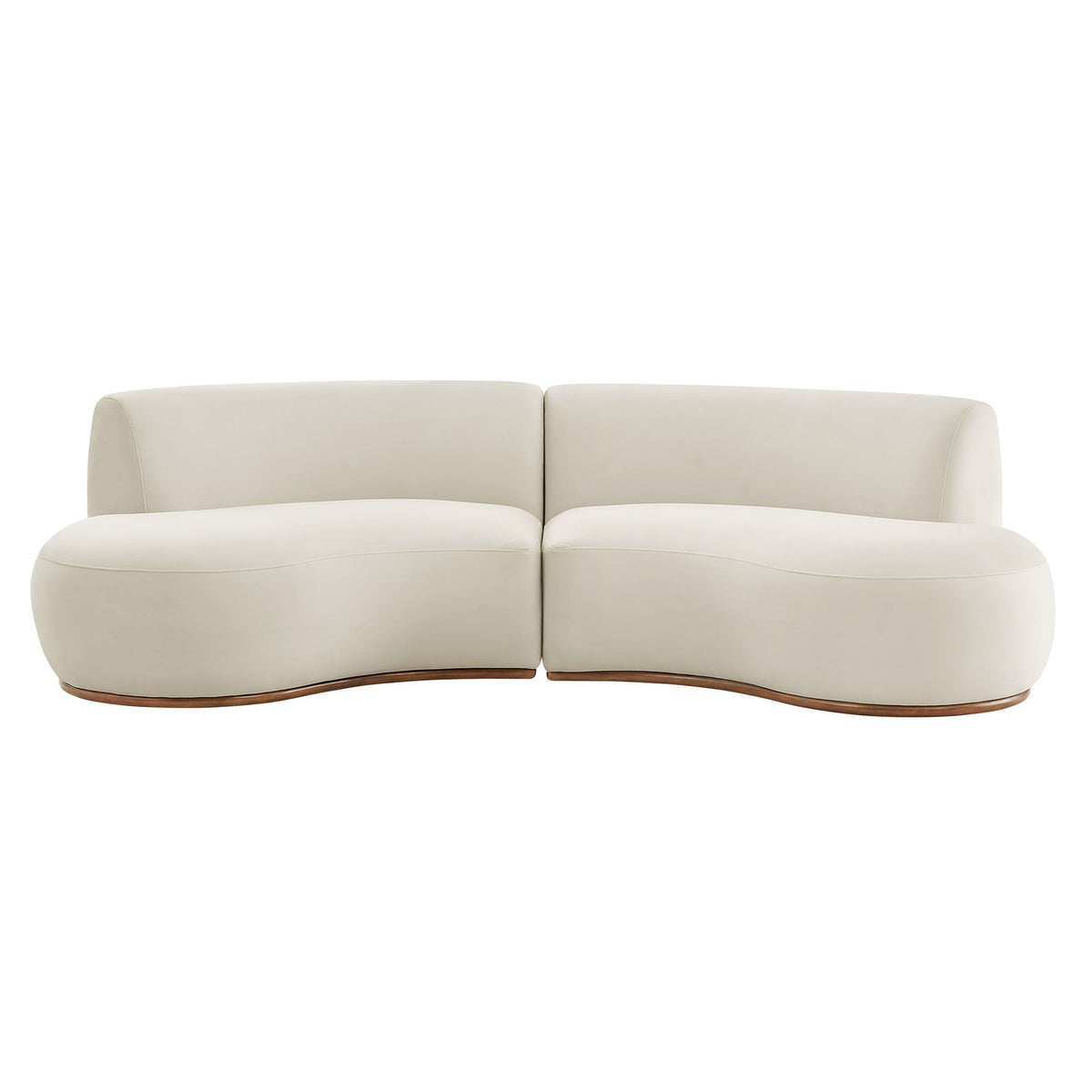 Rialta Alabaster 2 Piece Curved Performance Velvet Sectional Sofa - Ornate Home