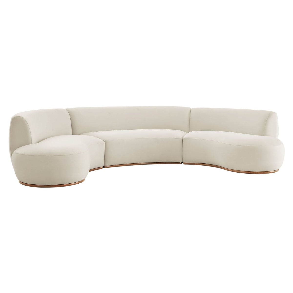 Rialta Alabaster 3 Piece Curved Performance Velvet Sectional Sofa