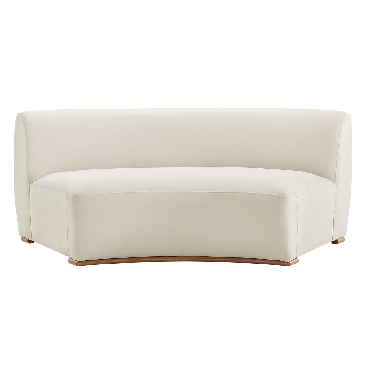 Rialta Alabaster Curved Armless Performance Velvet Sectional Loveseat