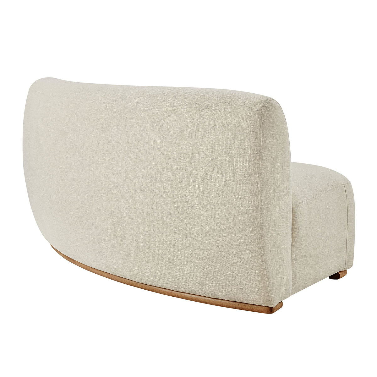 Rialta Ecru Curved Armless Slub Weave Fabric Sectional Loveseat