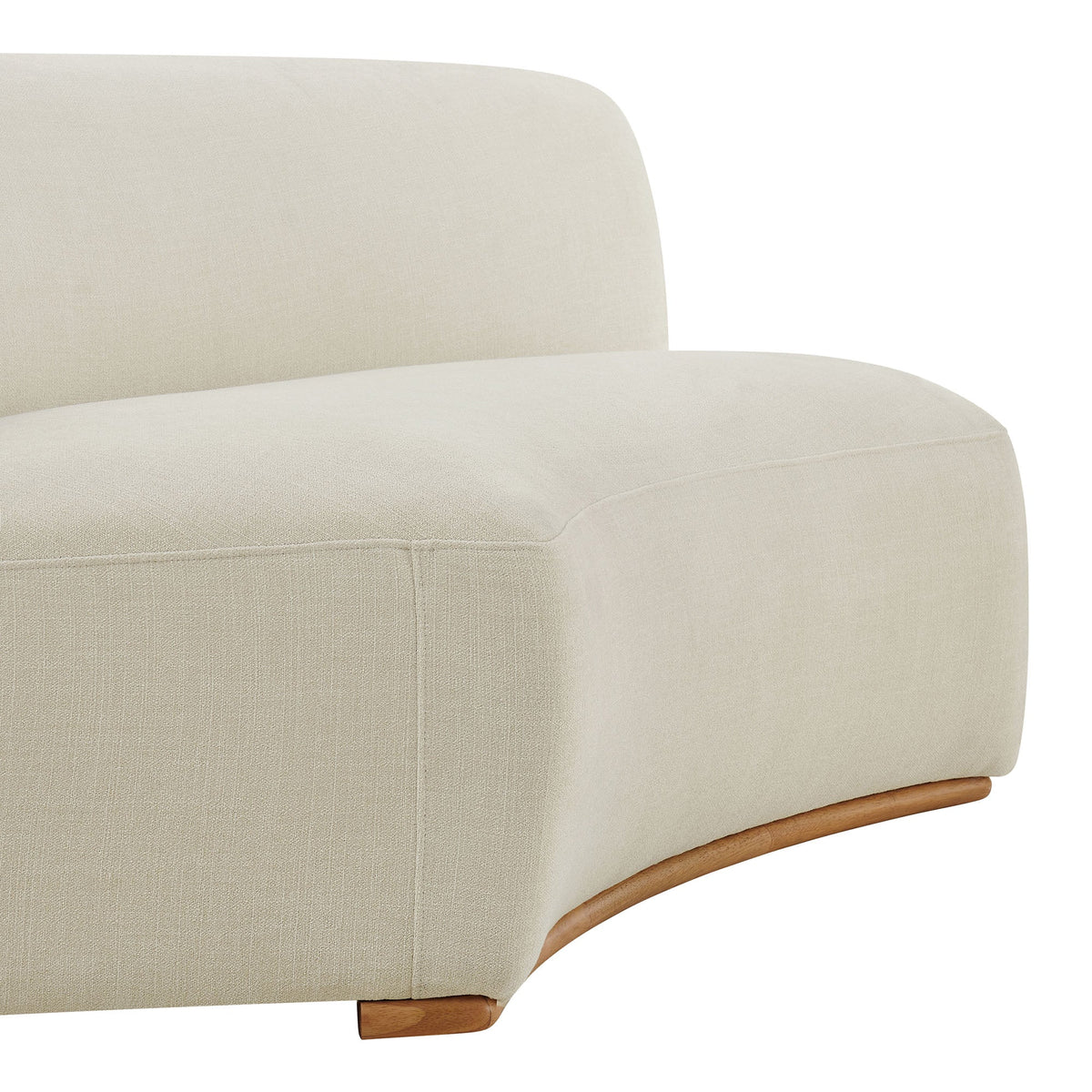 Rialta Ecru Curved Armless Slub Weave Fabric Sectional Loveseat