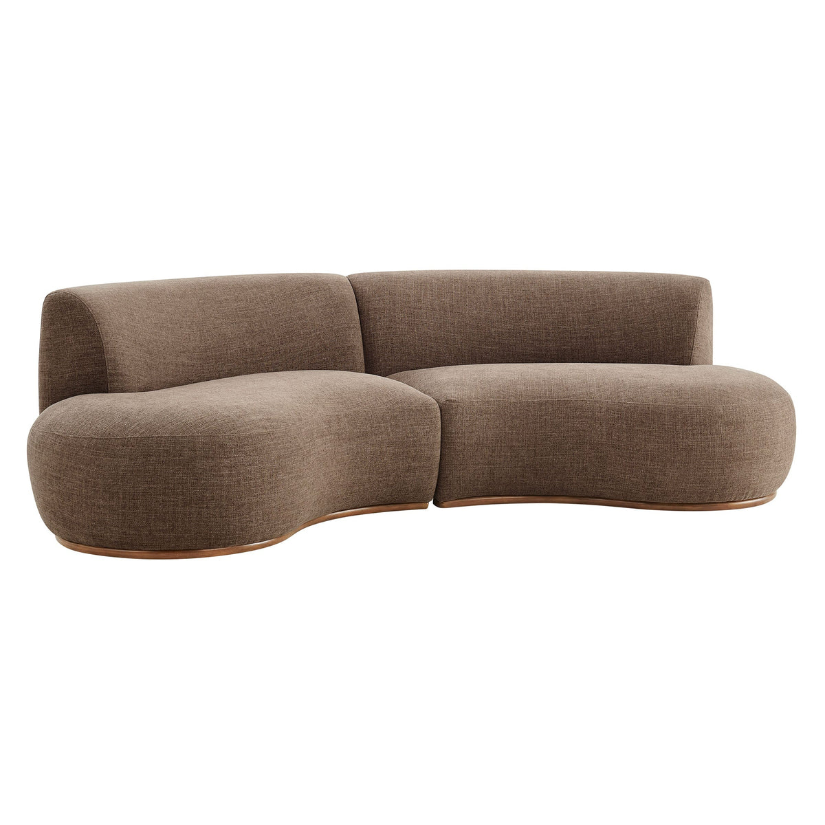 Rialta Mocha 2 Piece Curved Slub Weave Fabric Sectional Sofa - Ornate Home