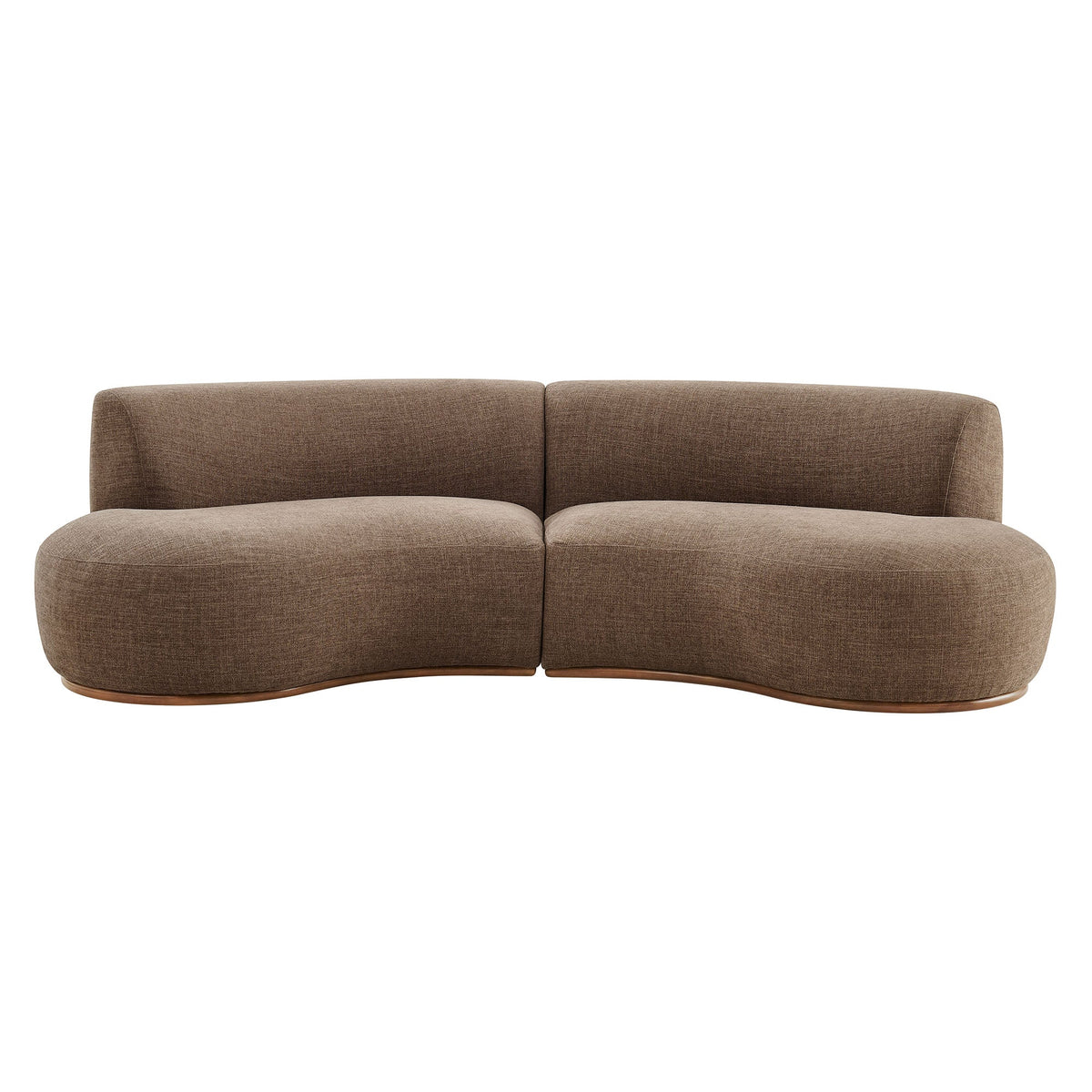Rialta Mocha 2 Piece Curved Slub Weave Fabric Sectional Sofa - Ornate Home