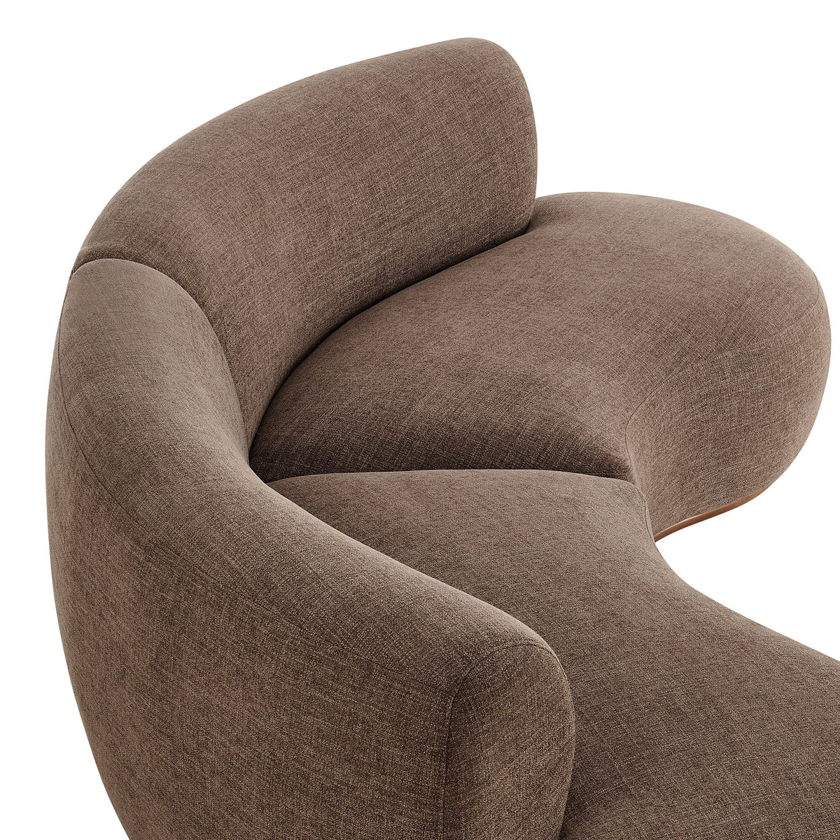 Rialta Mocha 2 Piece Curved Slub Weave Fabric Sectional Sofa - Ornate Home