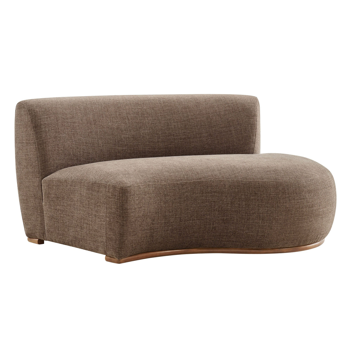 Rialta Mocha Curved Right-Arm Slub Weave Fabric Sectional Loveseat