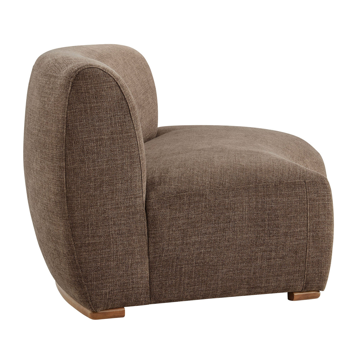 Rialta Mocha Curved Right-Arm Slub Weave Fabric Sectional Loveseat