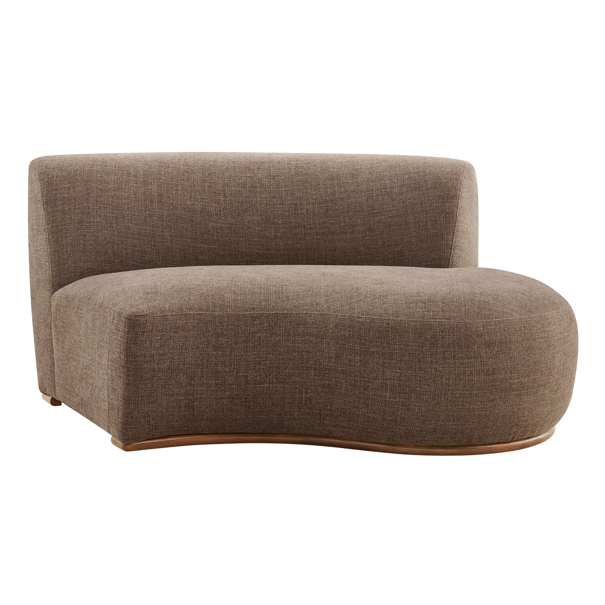 Rialta Mocha Curved Right-Arm Slub Weave Fabric Sectional Loveseat