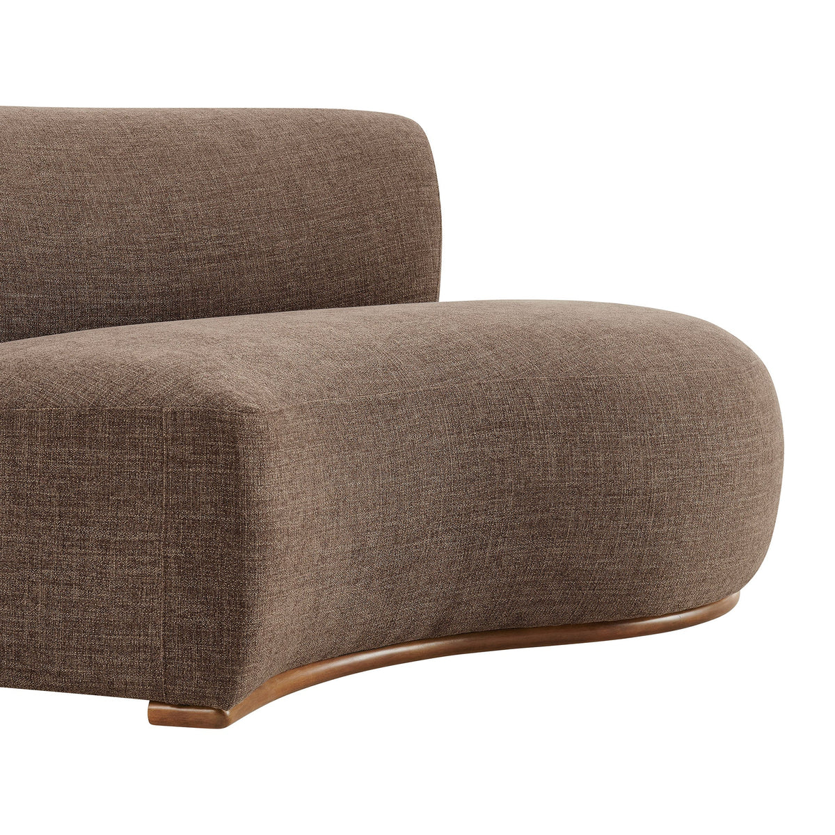 Rialta Mocha Curved Right-Arm Slub Weave Fabric Sectional Loveseat