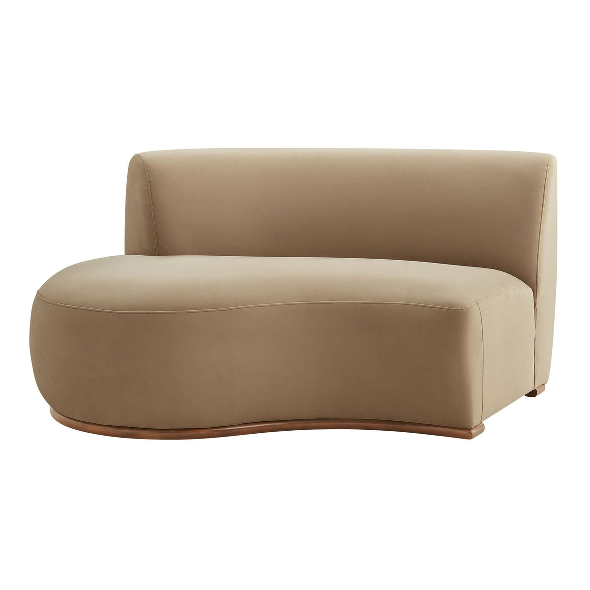 Rialta Taupe Curved Left-Arm Performance Velvet Sectional Loveseat
