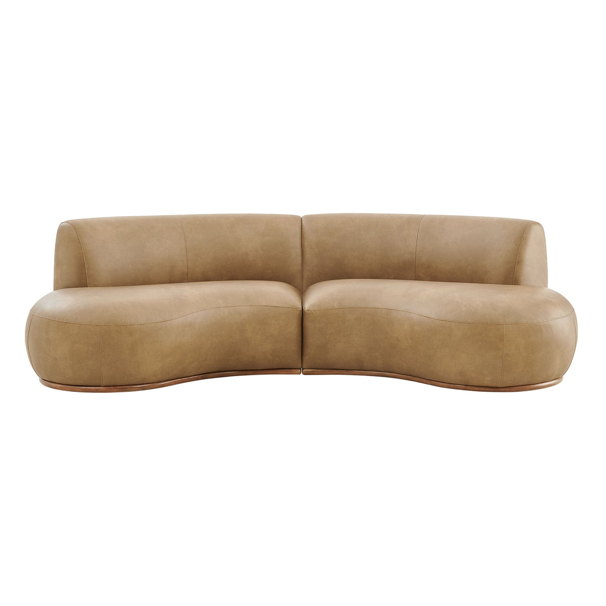 Rialta Toast 2 Piece Curved Vegan Leather Sectional Sofa