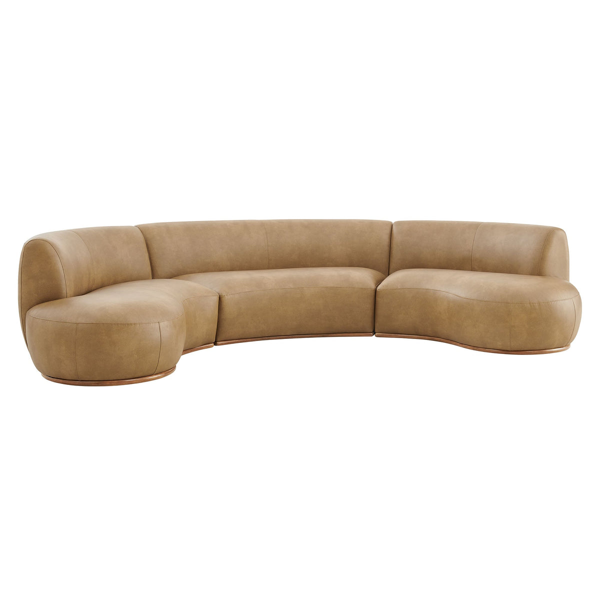 Rialta Toast 3 Piece Curved Vegan Leather Sectional Sofa - Ornate Home