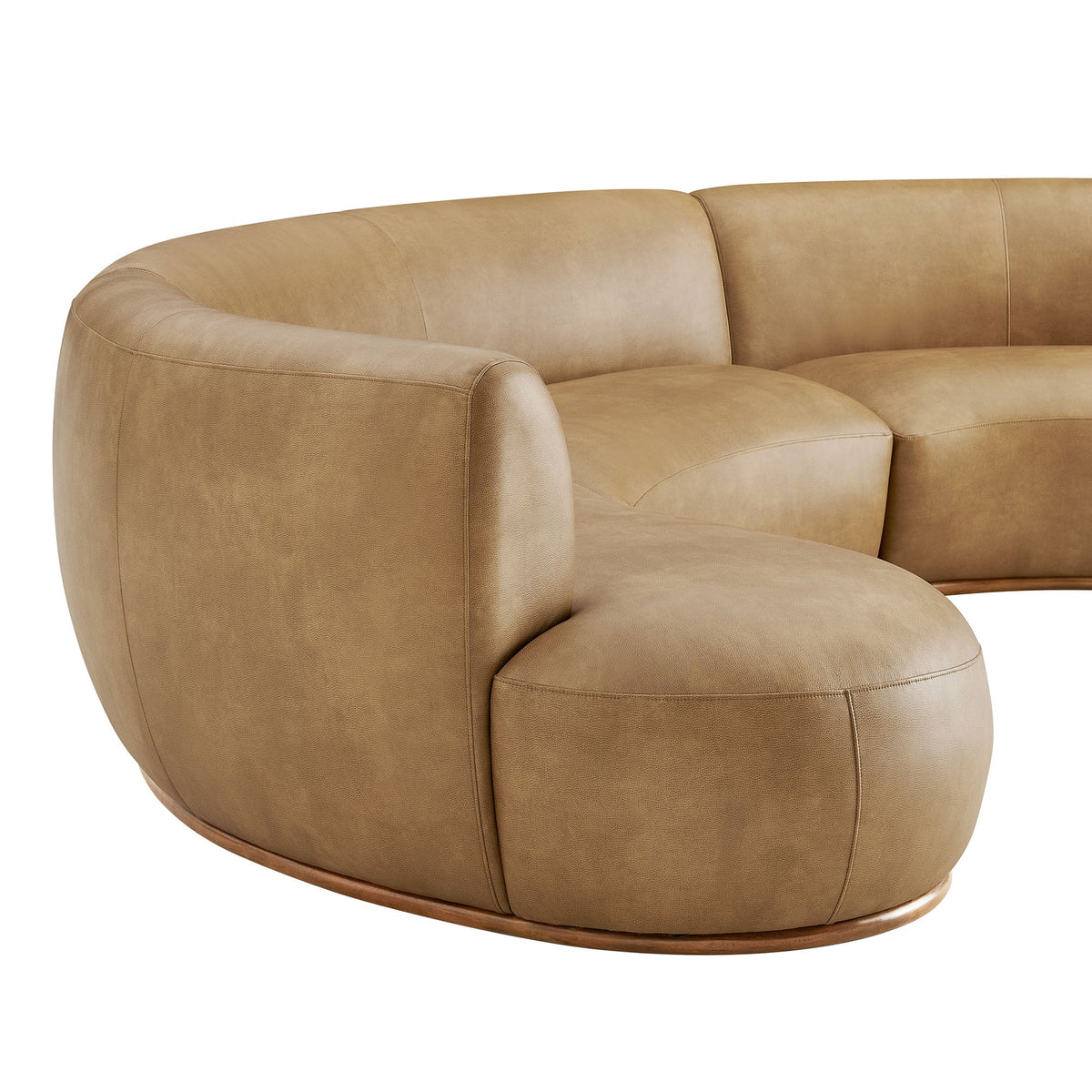 Rialta Toast 3 Piece Curved Vegan Leather Sectional Sofa - Ornate Home