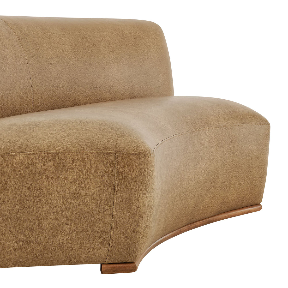 Rialta Toast Curved Armless Vegan Leather Sectional Loveseat