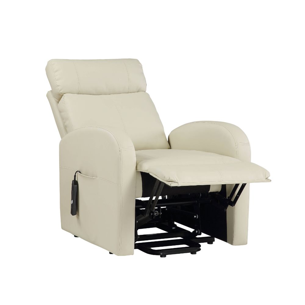 Ricardo Beige PU Recliner w/Power Lift - Ornate Home