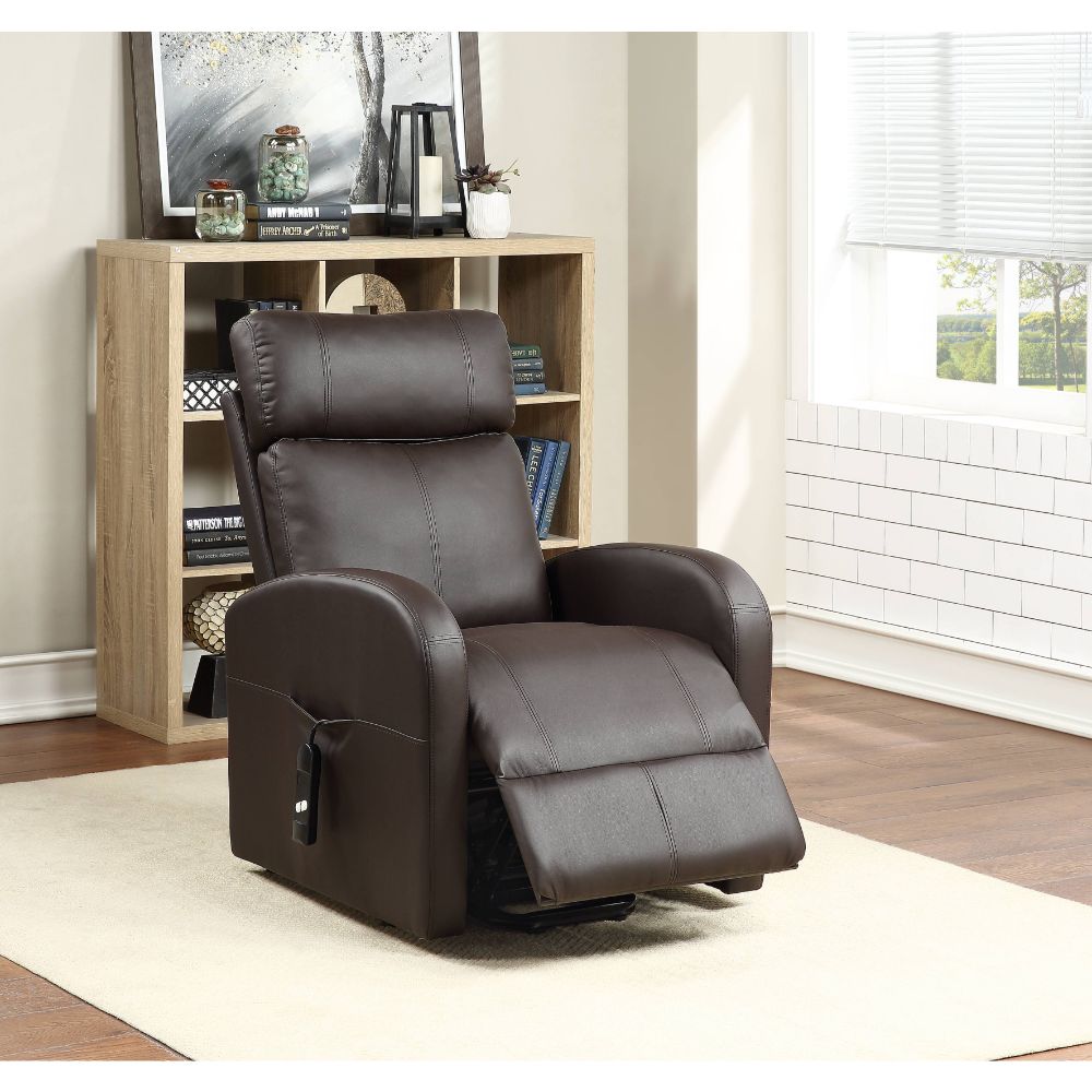 Ricardo Brown PU Recliner w/Power Lift - Ornate Home