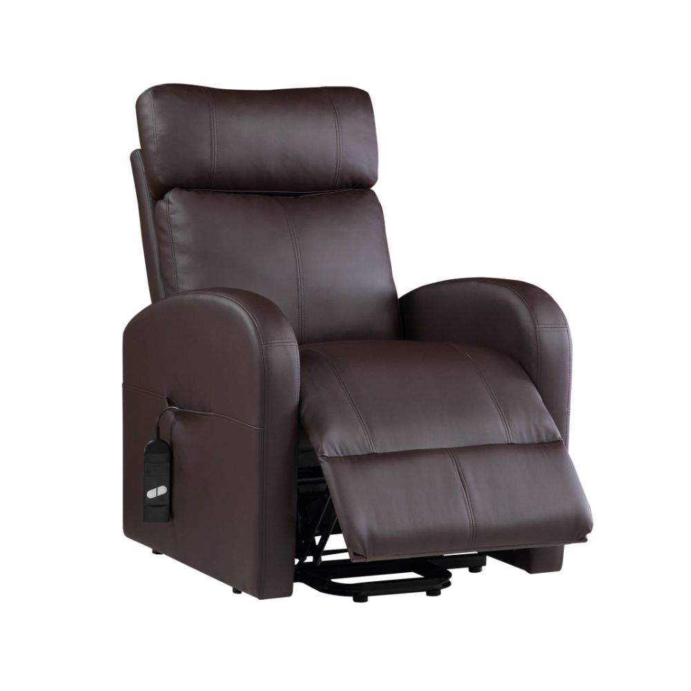 Ricardo Brown PU Recliner w/Power Lift - Ornate Home