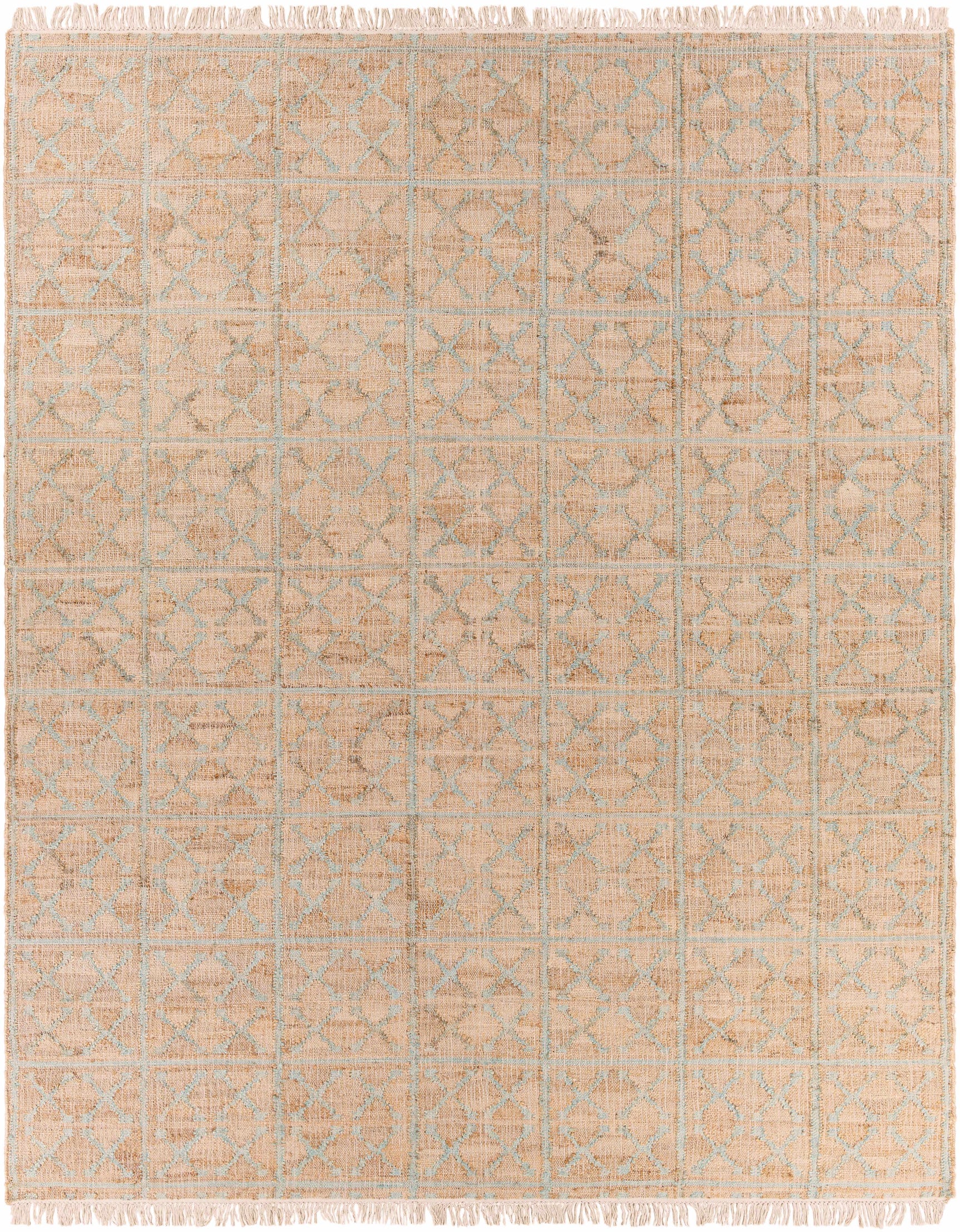 Rice Dusty Sage Fringed Jute Carpet - Ornate Home