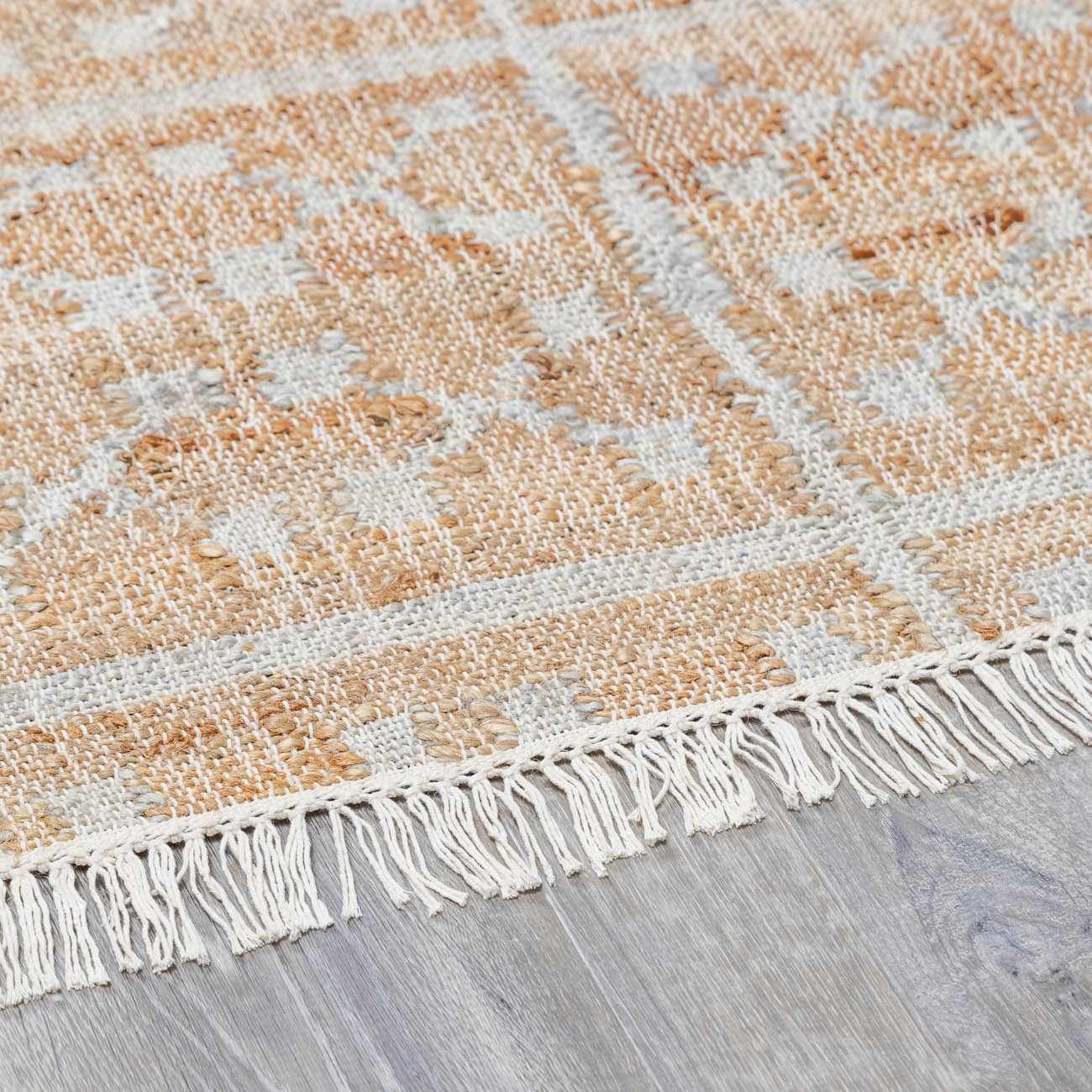 Rice Handcrafted Fringed Jute Carpet - Ornate Home