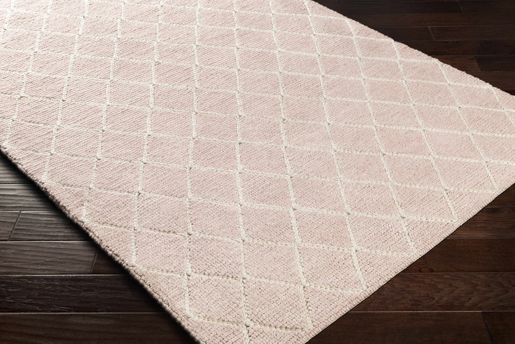 Riceville Pink Trellis Wool&Viscose Rug - Clearance - Ornate Home