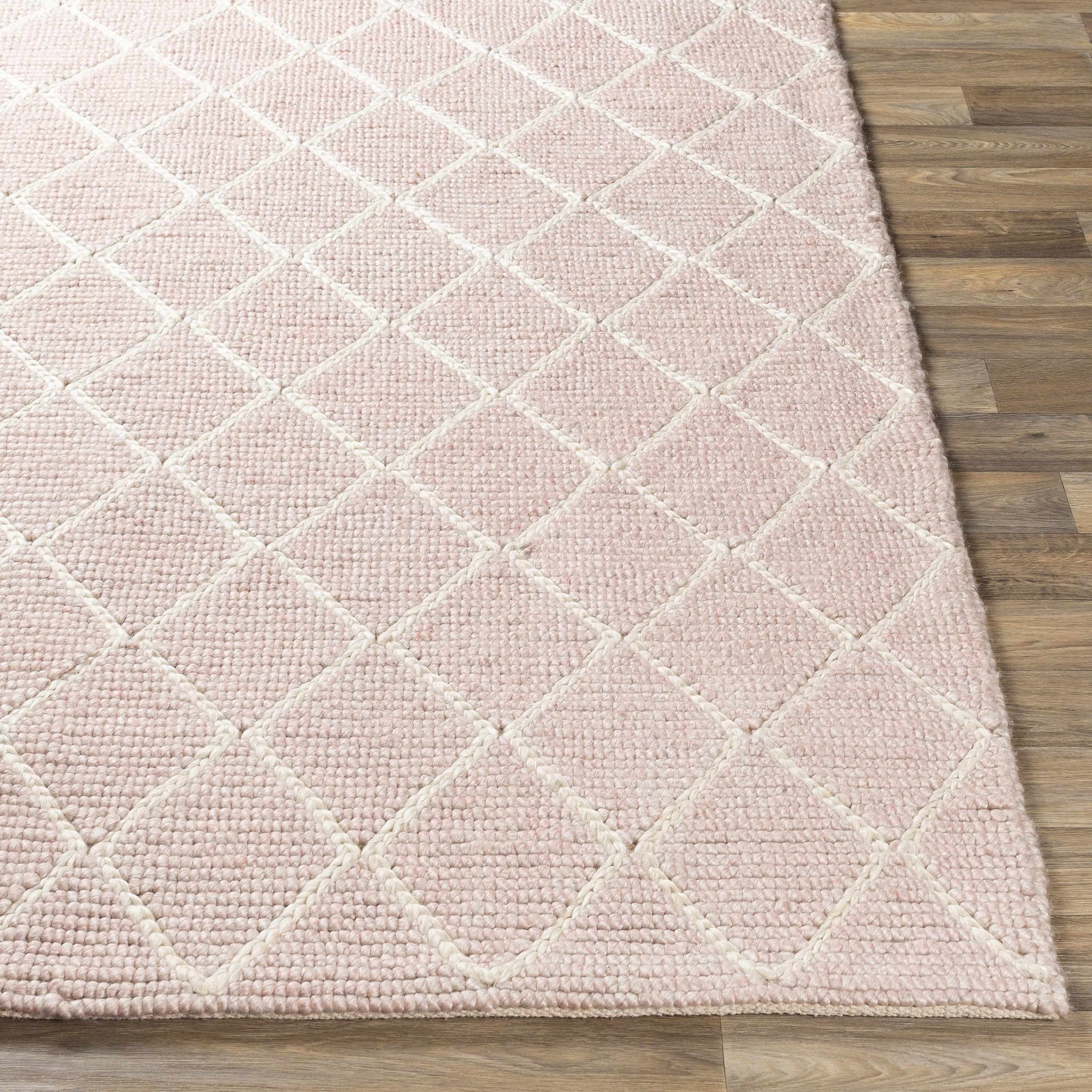 Riceville Pink Trellis Wool&Viscose Rug - Clearance - Ornate Home