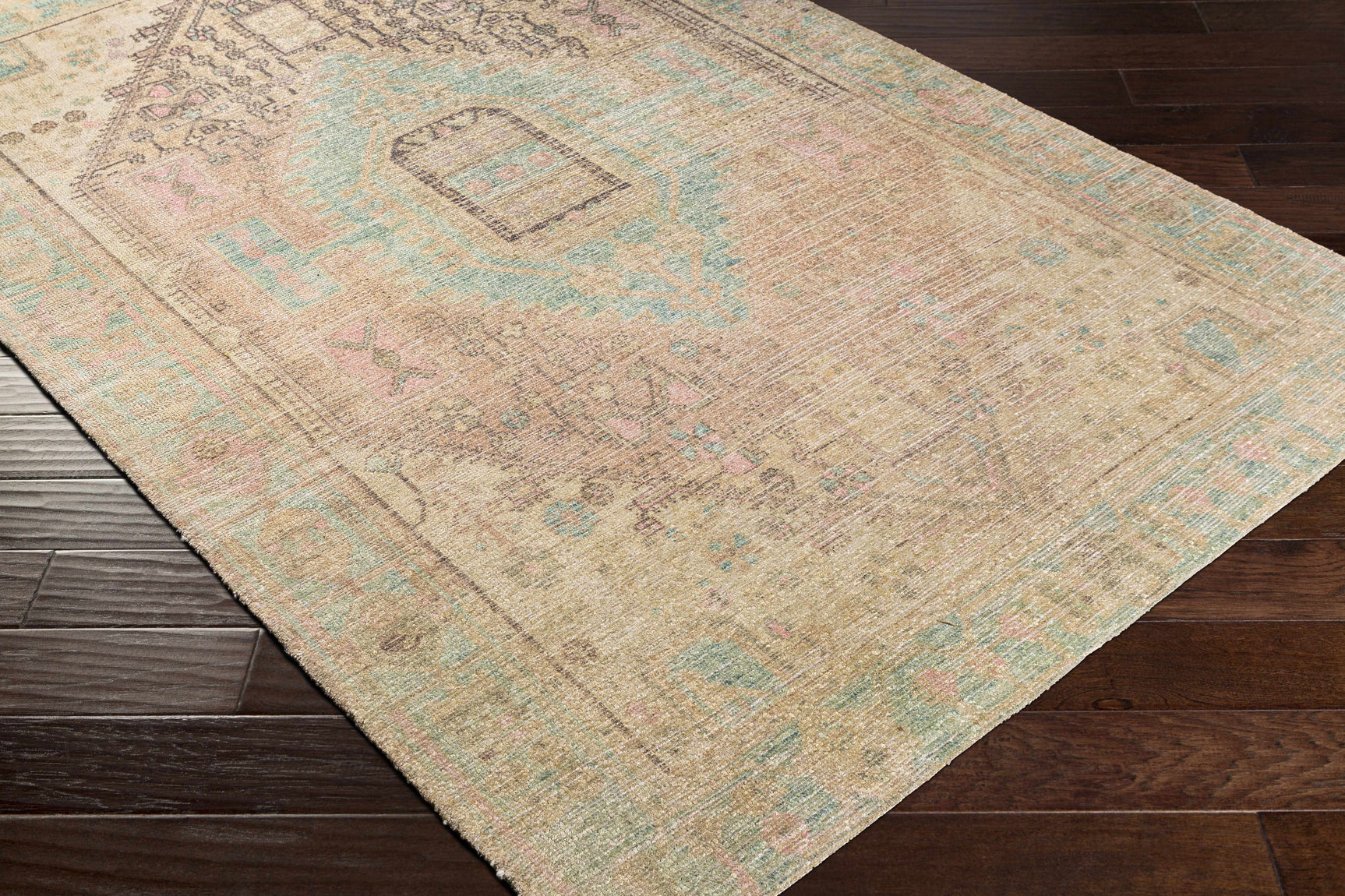Rickinghall Peach&Sage Medallion Beige Rug - Clearance - Ornate Home