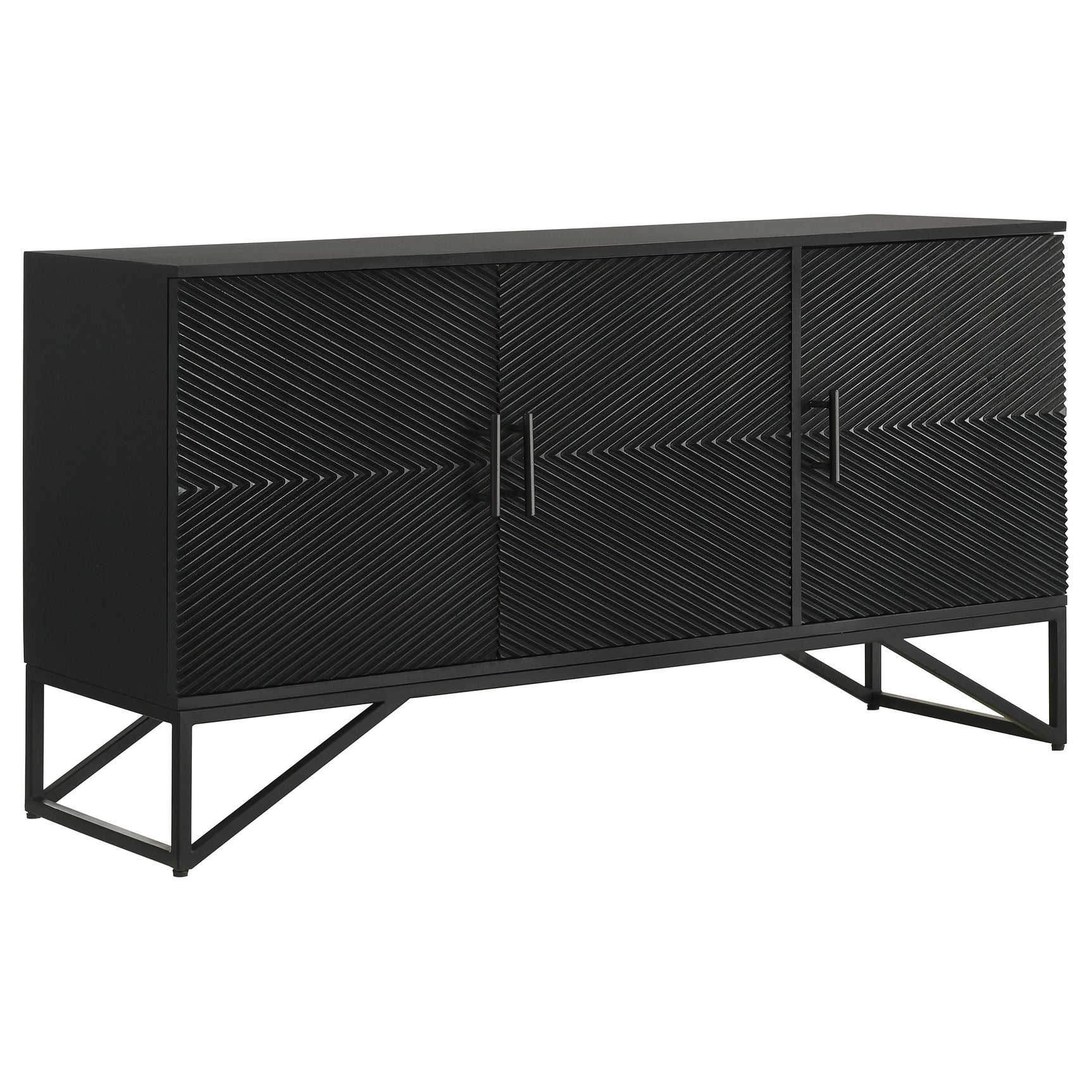 Riddell Matte Black 3-door Accent Cabinet - Ornate Home