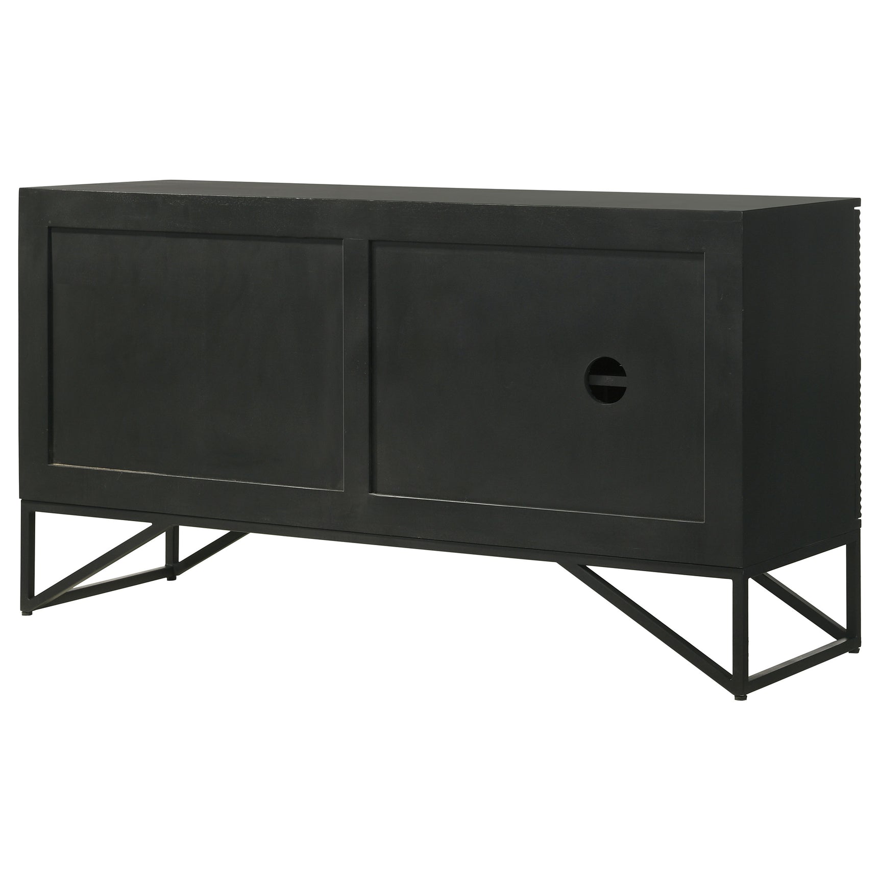 Riddell Matte Black 3-door Accent Cabinet - Ornate Home