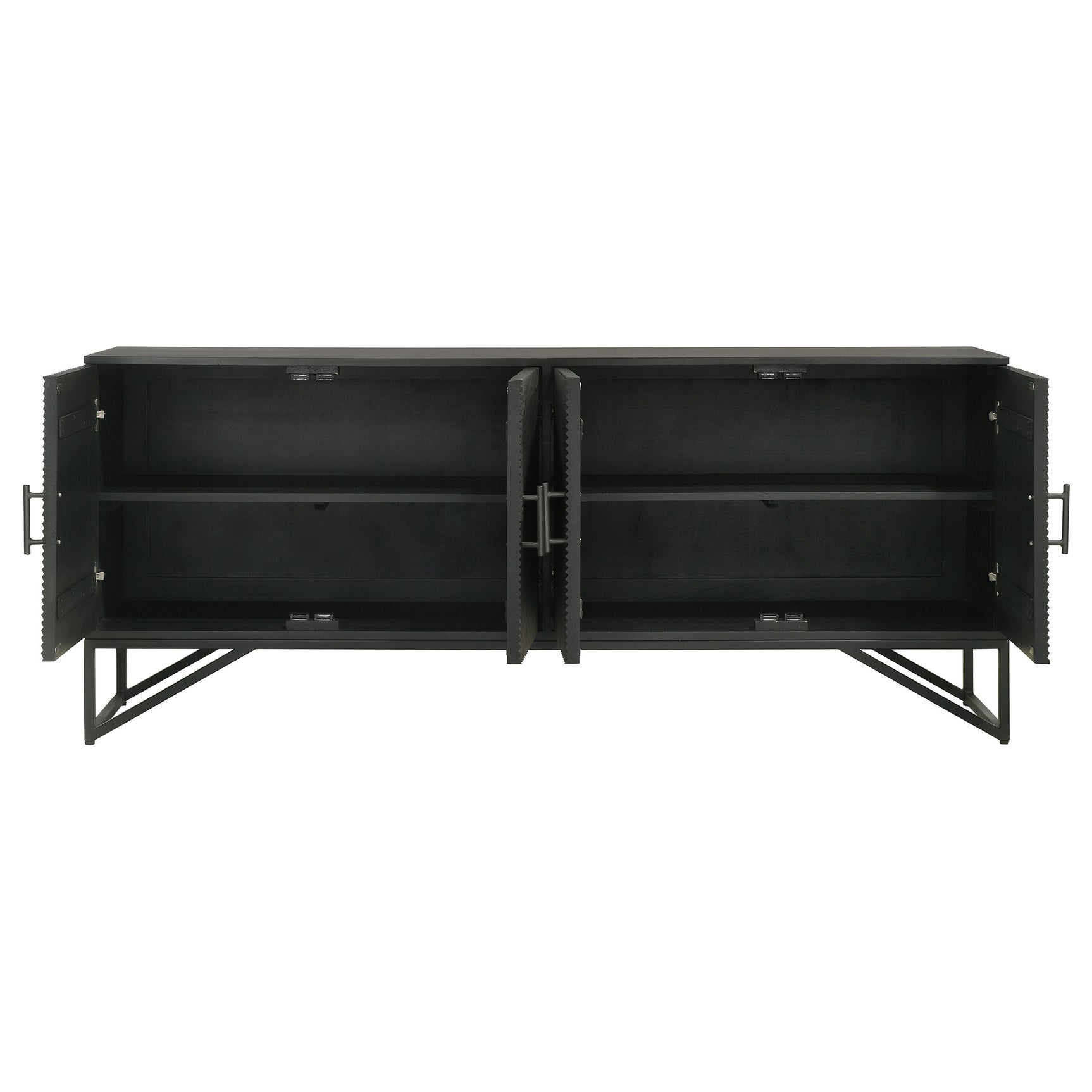 Riddell Matte Black 4-door Accent Cabinet - Ornate Home
