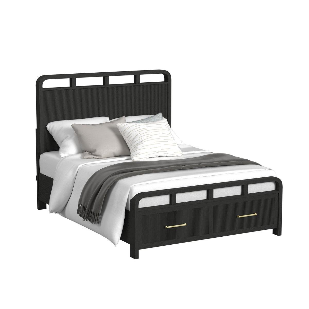 Ridgemont Black 5-Piece Queen Storage Bedroom Set with 2 Nightstands, Dresser & Chest - Ornate Home