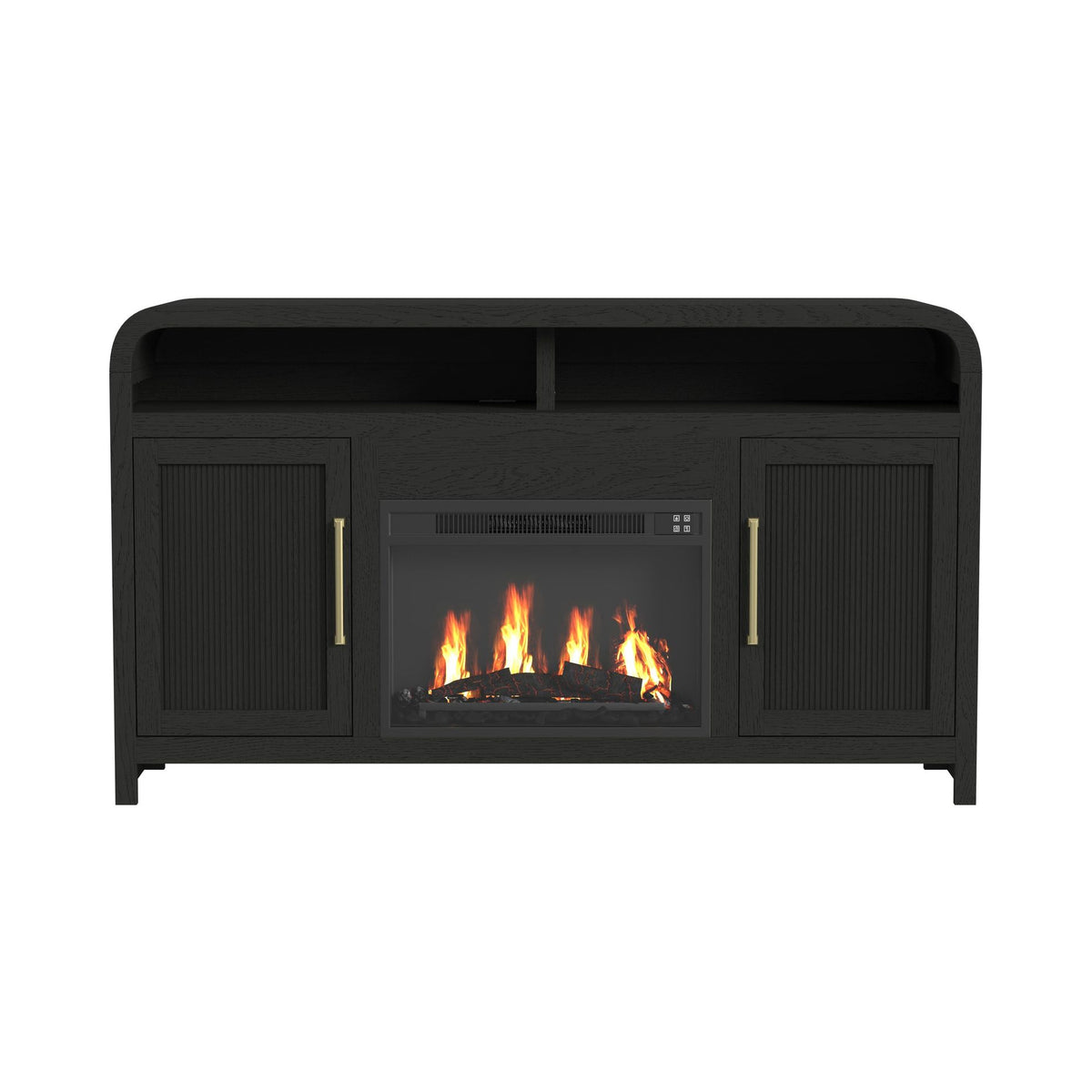 Ridgemont Black with Grain Complete 60" Fireplace Cabinet - Ornate Home