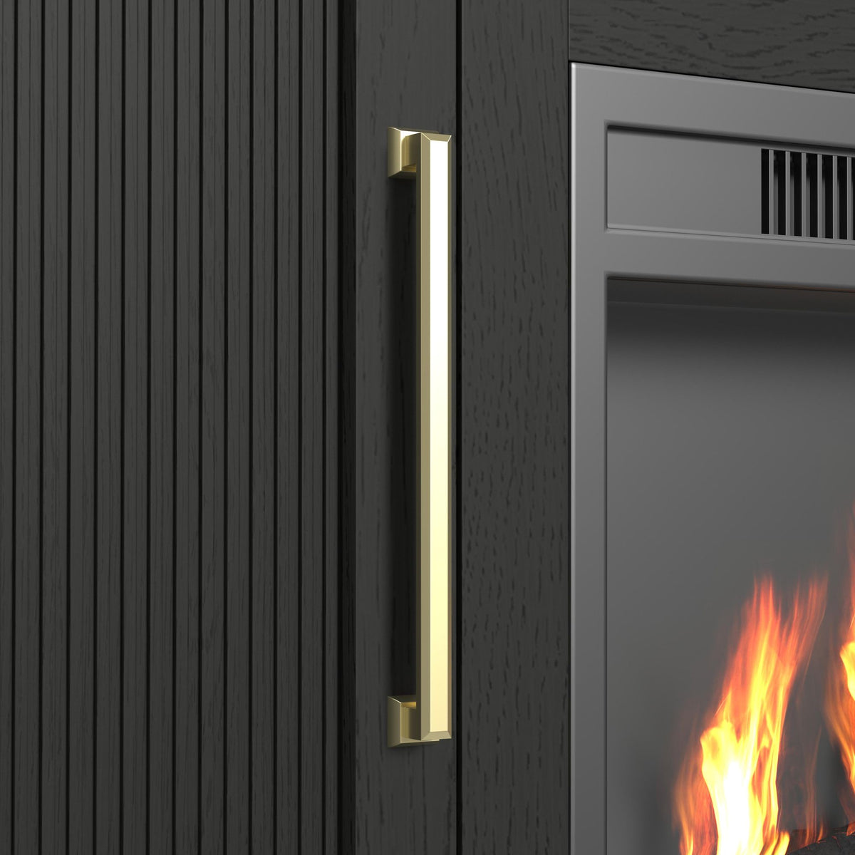 Ridgemont Black with Grain Complete 60" Fireplace Cabinet - Ornate Home